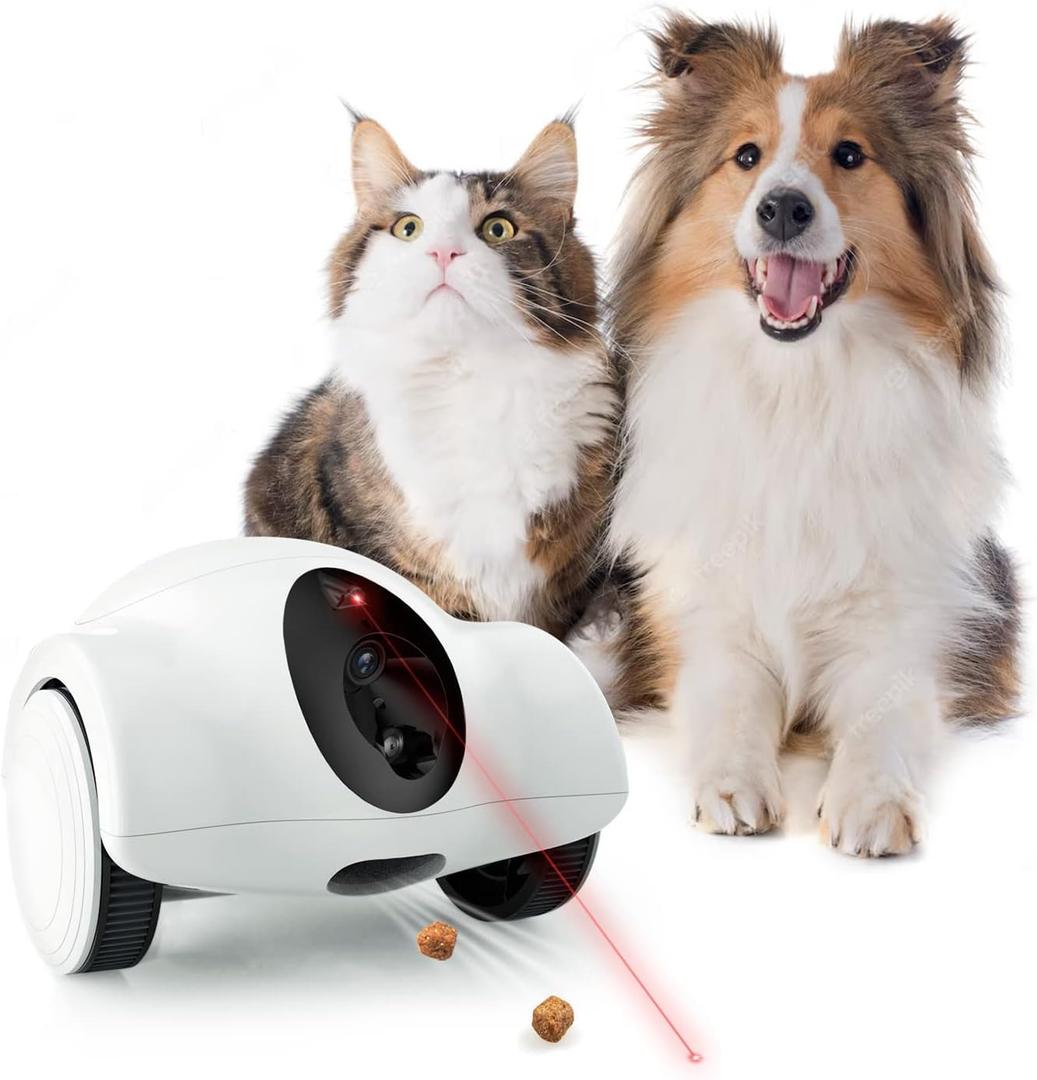 Pet Cameras with Phone App 15 Days Long Standby Pet Robot for Dog Treat Dispenser Feeder 1080P Full HD Dog Robot Camera 360Move Freely 2-Way Audio (2.4G WiFi ONLY, No Bluetooth)