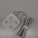 10 Ft Surge Protector Power Strip - YISHU 3 Side Outlet Extender with 8 Widely AC Outlets and 4 USB Ports, 10 Feet Extension Cord with Flat Plug, Wall Mount Desk USB Charging Station, ETL,White