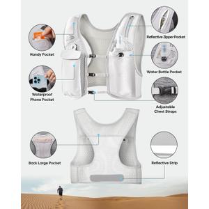 Running Vest for Women Men, USA Original Patent, Adjustable Chest Straps Running Hydration Vest, Lightweight Breathable Reflective Running Vest for Marathon