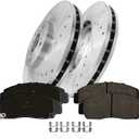 PM Auto Set of 6 Front 300mm Drilled Slotted Disc Brake Rotors-Ceramic Brake Pad kit Replacement For 2003-2007 Honda Accord 4-door