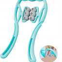 Manual Cervical Neck Massager,With 6 Wheels And 12 Magnets, It Can Be Used To Massage The Cervical Spine, Waist And Legs, Relieve Pain, Prevent Muscle Relaxation, And Promote Blood Circulation. (Blue)