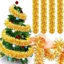 Dilunave 40 Feet Christmas Tinsel Garland Metallic Foil Twist Tinsel Garland Decoration for Christmas Tree, Wedding, Birthday and Party Hanging Decorations(Gold)