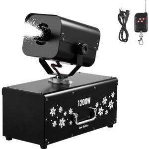 VEVOR Snow Machine, 1200W Powerful Fake Snow Maker with 90 Shaking Head, Wireless Remote Control, High Output Snowmaking Machine Coverage up to 12  for Parade Christmas Wedding Party Stage Effect