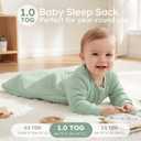 Yoofoss Baby Sleep Sack 6-12 Months 1.0 Tog Long Sleeve Sleep Sack Organic Cotton Wearable Blanket for Infants 2-Way Zipper Quilted Sleeping Sacks(Medium)
