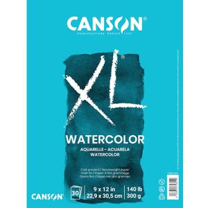Canson XL Series Watercolor Pad, Heavyweight White Paper, Foldover Binding, 30 Sheets, 9x12 inch