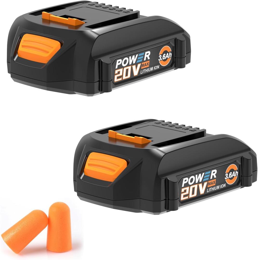 3600 mAh WA3525 20V Battery Replacement for Worx Battery 20V Power Share Max 20V Lithium-ion Battery Compatible with Worx 20V Battery WA3575 WA3520 WA3669 WG151s WG891 Leaf Blower Tools