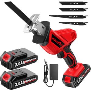 FULLYEA Reciprocating Saw Cordless, 0-3500SPM Power Reciprocating Saw with 4 Saw Blades, Tool-Free Blade Change, Variable Speed Electric Reciprocating Saws for Woods/Metal/Plastic Cutting
