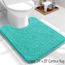 U Shape Bathroom Rug, Color Aqua, 20" x 24"
