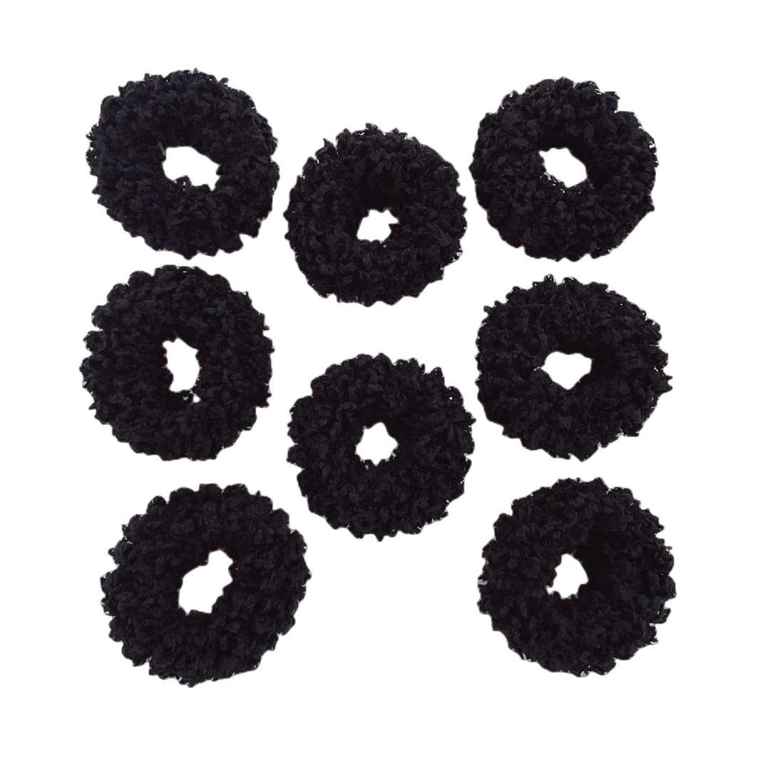 8pcs Plush Scrunchie Hair ties Large Scrunchie fluffy tied Hair Rope Cute Elastic Hair Bands Scrubchy Hair Accessories for Women and Girls (Black)