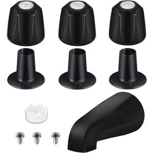 Tub Shower Trim Kit, Matte Black 3 Piece Shower Knob and Bath Tub Spout, for Price/Pfister Verve 3 Handles and Tub Shower Faucet, for 1/2'' Pipe MALE Thread Connection, 3/4'' IPS Pipe Inside Thread