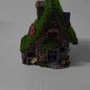 ASAWASA Resin Fairy House Statues with Solar Powered Lights, Funny Garden Sculptures with Flocked and Cobblestone Decor, Exquisite Garden Cottage Figurines