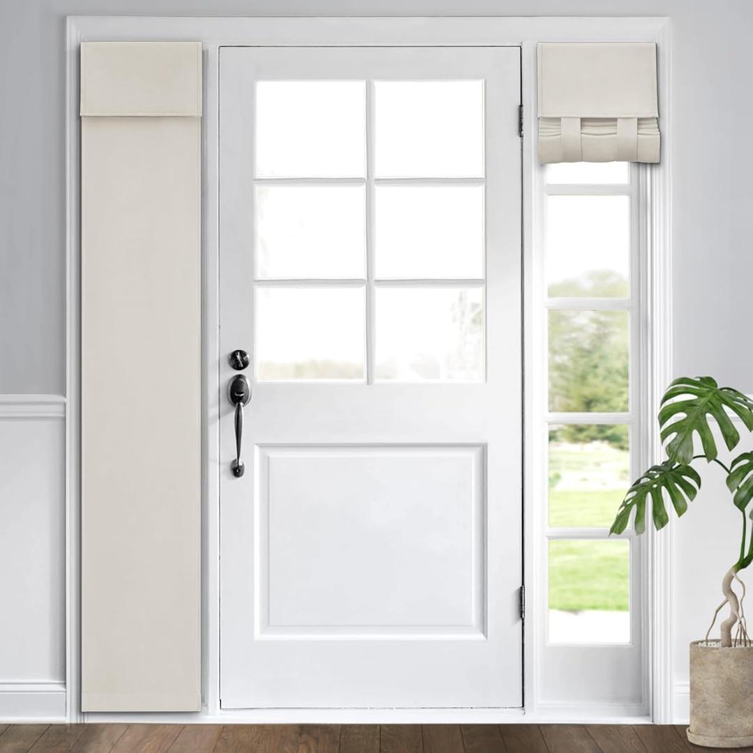 HOMEIDEAS Blackout French Door Curtain, Privacy Door Curtains for Window, Blinds for Glass Window, Thermal Insulated Tie Up Shades, 1 Panel, W12 X L68 Inch, Cream (12"W x 68"L (Pack of 1), Cream)