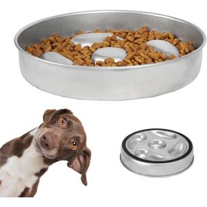 Slow Feeder Dog Bowls with Non-Slip Bottom Stainless Steel Metal Slow Feeing Bowls 3 Cups for Small Medium Dogs and Fast Eaters Slowing Down of Eating