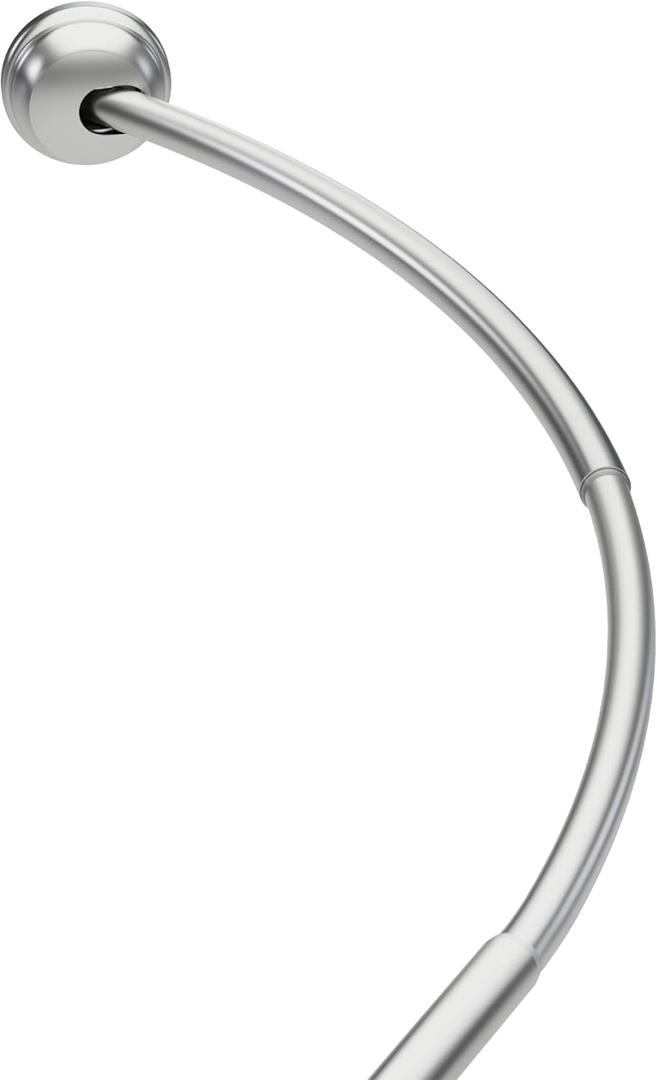 Zenna Home Curved Tension Shower Curtain Rod, Rustproof, Brushed Nickel, 32" to 40" Adjustable Shower Curtain Rod for Bathroom, Easy No Drill Install NeverRust Tension Shower Curtain Pole