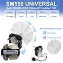 Universal Bathroom Vent Exhaust Fan Motor SM550 Replacement Motors Kit Compatible with Nutone Broan Uppco 50CFM 120V 3000 RPM 0.29A- Broan Bathroom Exhaust Fan Quiet with Blower Wheel