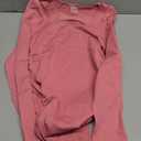 OQQ Women's Bodysuits Ruched Long Sleeve Square Neck Lounge Stretch Travel Bodysuits  Dry Rose, Medium