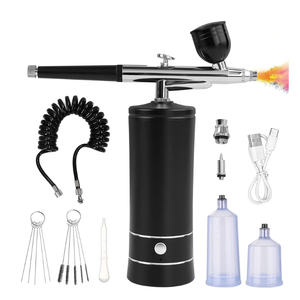 Prociv Airbrush Kit with Compressor, Auto Handheld Airbrush Gun with 0.3mm Tip, Rechargeable, Portable Air Brushes for Painting, Tattoo, Nail Art, Model Coloring, Makeup, Black