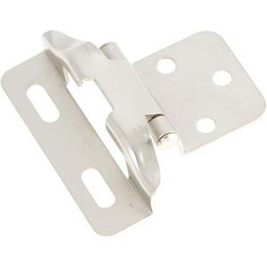Hickory Hardware P60010F-SN Self Closing Semi-Concealed Hinge 1/4 Inch Overlay - Cabinet Hardware Hinge Easy Installation - Partial Wrap with 170° Opening Face Frame - Satin Nickel Finish 10 Pair