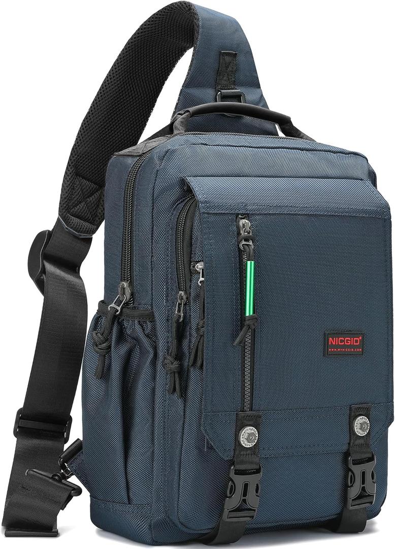 NICGID Sling Bags Chest Shoulder Backpacks, 12.5'' 13.3'' 14.1'' 15.6''Laptop Backpack Crossbody Messenger Bag Travel Outdoor (Blue)