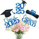Pack of 3 MSZWTDZX Blue Graduation Decorations 2025, 20Pcs Class of 2025 Graduation Centerpieces for Tables, Double-Sided Grad Table Centerpieces with Sticks, Grad Party Decoration Supplies(Black&Blue)