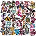 50Pcs Monster High Merch Stickers Pack for Water Bottle Cup Laptop Guitar Car Motorcycle Bike Skateboard Luggage Box Vinyl Waterproof Graffiti Patches LQ
