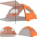 Elegear CumbreX Beach Tent Sun Shelter with Canopy, 4-5 Person Pop Up Beach Tent, Easy Setup UPF 50+ UV Protection Portable Lightweight Double Silver Coating Beach Cabana Sun Shade Shelter - Orange