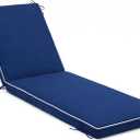 Chaise Lounge Cushions Outdoor, Patio Furniture Lounge Cushion | Waterproof & Fade Resistant Patio Lounge Chair Cushions with Ties for Patio, Pool, Lawn and Beach, 72 x 21 Inch Navy Blue
