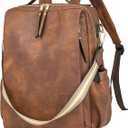 Dora & Liz Leather Laptop Backpack for Women, 15.6 Inch Travel Computer Bag | Built-in 15.6 inch laptop compartment, ideal backpack for college, office work and daily travel