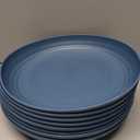 Deep Dinner Plates 10 Inch, Plastic Plates Reusable, Unbreakable Wheat Straw Plates Set of 8, Microwave and Dishwasher Safe Serving Plate for Main Course - Blue
