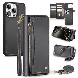 BLISLIAR Wallet Case for iPhone 16 Pro with Card Holder/Crossbody Wallet/Strap,[RFID Blocking][Magnetic] PU Leather Shockproof Protective Cover iPhone 16 Pro Phone Case,6.3in,Black