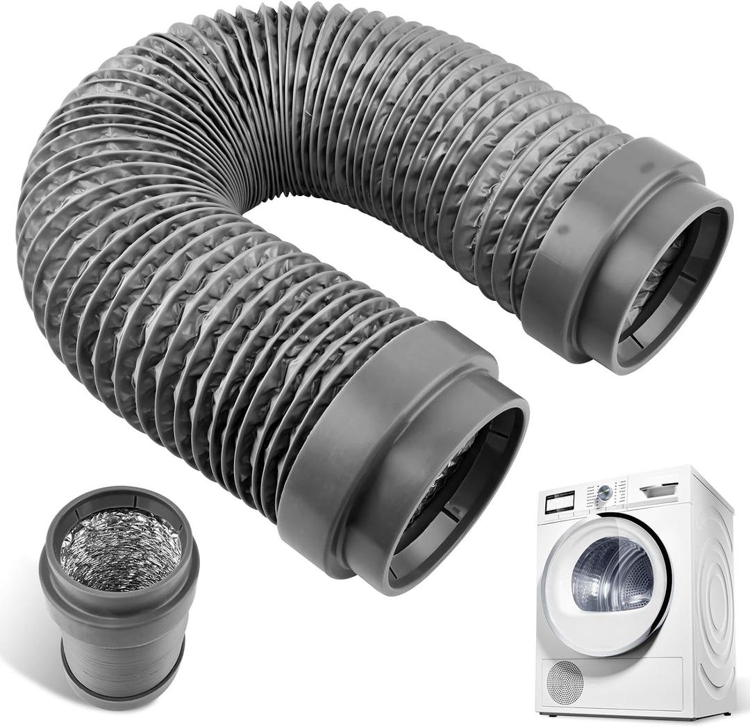Dryer Vent Hose, 4 Inch Heavy Duty 5FT Flexible Aluminum Dryer Duct Hose, Heat Resistant Insulated Exhaust Hoses for Dryers, Crush Proof Fits for Universal Tight Spaces