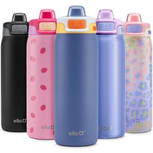 Ello Kids Pop & Fill 18oz Stainless Steel Water Bottle with Quick Fill Technology, Double-Wall Vacuum Insulation, Leak Proof Locking Lid, Sip & Chug, BPA Free, Gifts for Girls Boys, Lighthouse