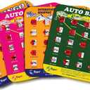 Regal Games Finger-Tip Shutter Bingo Cards with Sliding Windows - Interstate Bingo & Auto Bingo Game - Assorted Colors Travel Bingo Game Set Kids - Reusable, No Chips & Daubers Needed - 4 Packs