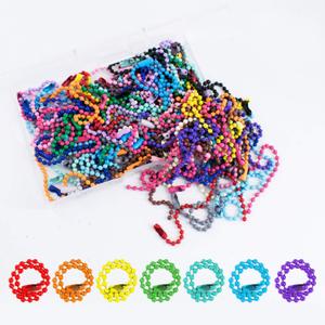 Ball Bead Chain 1.5mm Diameter 120mm Long Mixed Color Metal Adjustable Antiqued Ball Chain with Bead Connector Clasp for DIY Tags, Jewelry Findings, Craft Projects,ID Chain Key chain
