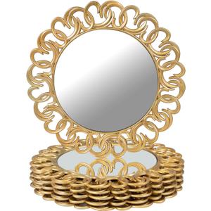 MAONAME 13" Gold Charger Plates Set of 6, Mirror Charger for Dinner Plates, Plastic Plate Chargers with Entwined Swirl Rim, Round Chargers for Table Setting, Wedding