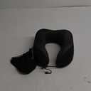 MLVOC Travel Pillow 100% Pure Memory Foam Neck Pillow, Comfortable & Breathable Cover, Machine Washable, Airplane Travel Kit with 3D Contoured Eye Masks, Earplugs, and Luxury Bag, Standard (Black)