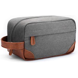Vorspack Travel Toiletry Bag - Hanging Toiletry Bag for Men Water Resistant Canvas Shaving Bag with Large Capacity for Travel - Light Grey