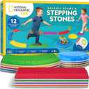 National Geographic Kids Stepping Stones & Balance Beams  12 Piece Obstacle Course for Kids Ages 3+ with Foam Dice, Play & Learn Cards, Non-Slip Rubber Base, Toddler Indoor & Outdoor Active Play Set