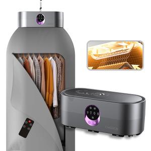 CinGiiCo Portable Clothes Dryer, Clothes Dryer hold 9-12 Items, With Time SettingRemote Control, Portable Dryers For Laundry, Apartments, RV, Travel, Low noiseEnergy Saving Wrinkle Resistant