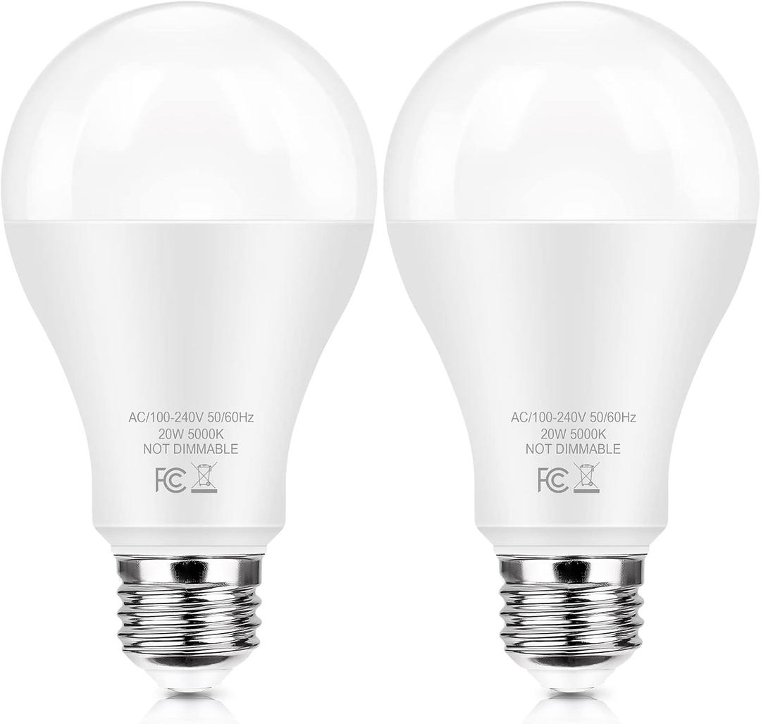 TOBUSA LED Light Bulbs 150 Watt Equivalent, 20W Super Bright Light Bulbs, Daylight White 5000K, A21 LED Bulbs E26 Base, Non-Dimmable, No Flicker Brightest Bulb for Bedroom Living Room Home, 2-Pack