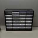 Akro-Mils 44-Drawer Plastic Drawer Storage Cabinet for Garage Organization, Bead Organizer, Building Bricks Storage, Teacher Toolbox, Makeup Organizer, 20" W x 6" D x 16" H, 10144 Black