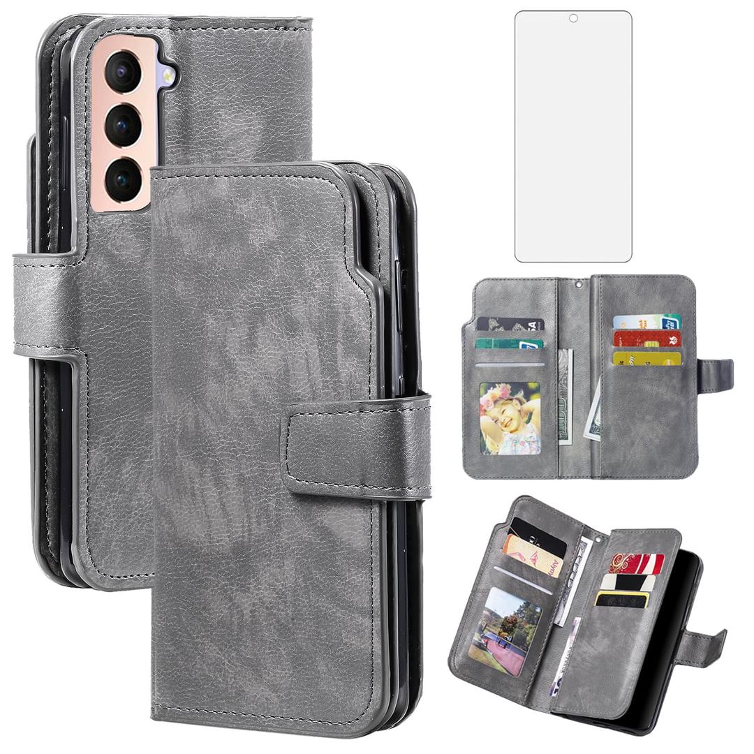 Asuwish Phone Case for Samsung Galaxy S21 5G 6.2 inch Wallet Cover with Tempered Glass Screen Protector Flip Credit Card Holder Slot Stand Purse Folio Pocket Mobile Cell S 21 21S G5 Women Men Brown