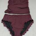 Womens Two Piece Ribbed Tankini Swimsuits Scalloped Tankini Tops with Bottoms Tummy Control Bathing Suits XL