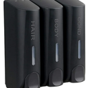 3 in 1 Chamber Wall Mounted BathroomShower Pump Dispenser,Dispensers for The Shower,Shampoo and Conditioner Dispenser,Shower Dispenser 3 Chamber no Drill(17.6 oz Triple,Colourless)