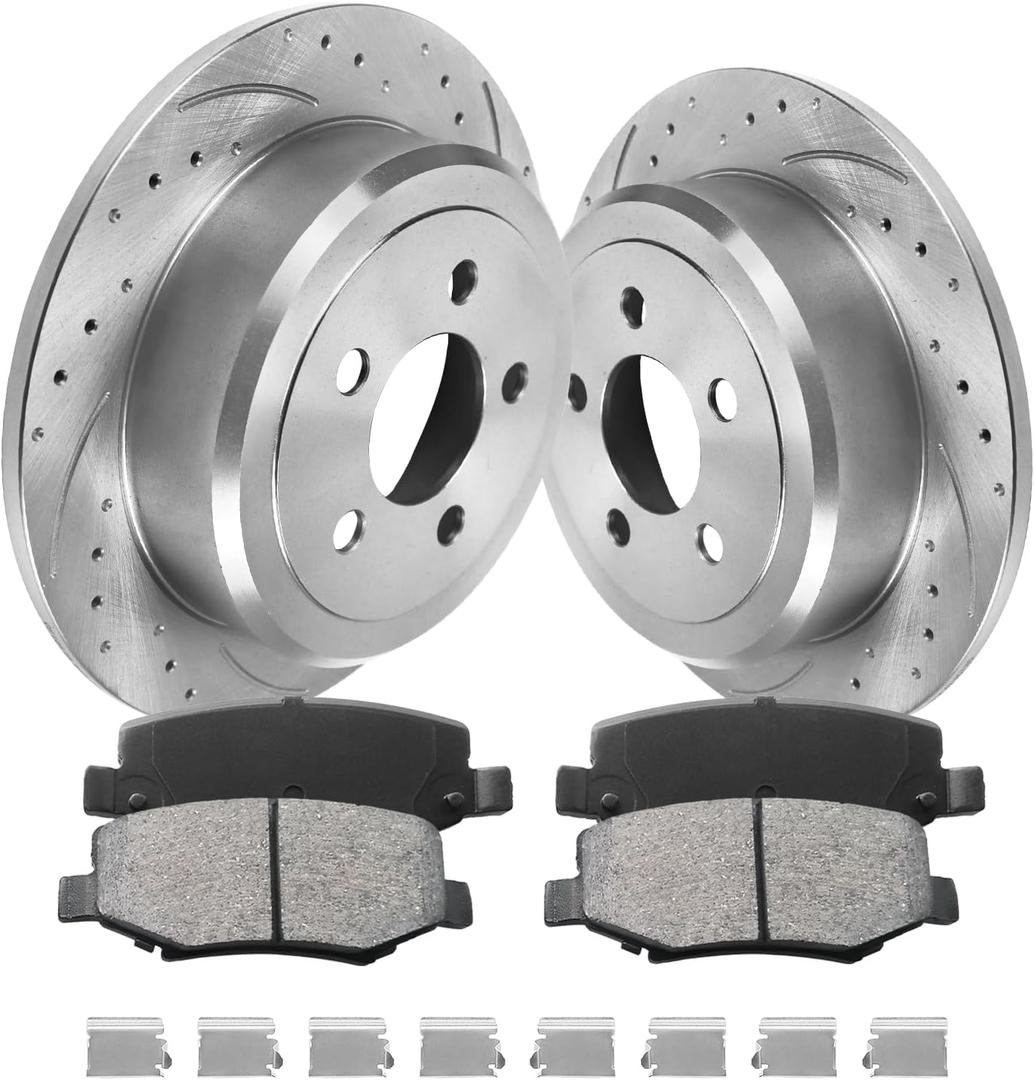 Rear Brake Kit, Brake Rotors and Brake Pads Compatible with 2008-2012 Jeep Liberty, 2007-2011 Dodge Nitro|Automotive Replacement Brake Kit|316mm(12.4in)|53044 & D1274-8390|Rear Brake Rotors