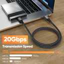 USB C 3.2 Gen 2 Cable 10ft, 4K@60Hz/ 20Gbps/ 100W Type C Video Display Monitor Cord, USBC High Speed Data Transfer/Fast Charging for Monitor HDTV Laptop Docking Station and More