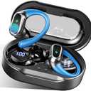 Rolosar, Q76, 2025 Bluetooth 5.4 Headphones Sport, Bluetooth Earbuds with ENC Noise Canceling Mic, 50H Stereo Wireless Headphones IP7 Waterproof with Earhooks, Dual LED Display for Workout/Running