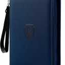 Premium 4 Pocket Zip Card Binder, Trading Card Binder for 320 Cards, Portable PU Card Collection Binder, Collector Card Album Folder for Game & Sports Cards, Navy Blue (4 Pocket - 10.2" x 7.5")