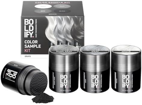 Boldify Hair Fibers Color Sample Kit - Fill In Thinning and Fine Hair for an Instantly Fuller, Thicker Look - 14 Shades for Women & Men - Grays