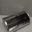 Oggi Stainless Steel Roll Top Bread Box for Kitchen Countertop with Frosted Plexilass Lid - Fits Multiple Loaves of Bread and Other Freshly Baked Goods Including Cookies, Bagels, Muffins (15-Inch by 7-1/4-Inch by 1-Inch)